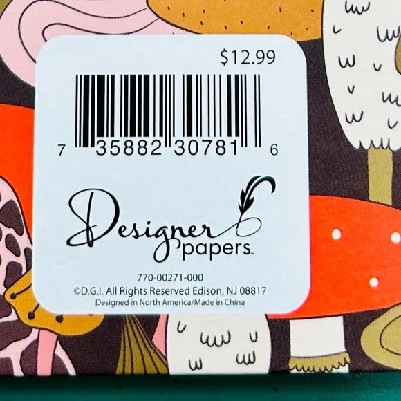 New Jumbo Mushroom Print Gold Spiral Journal Notebook - Picture 9 of 9